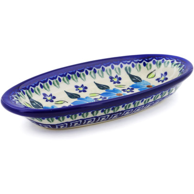 Polish Pottery Condiment Dish 7&quot; Pansy Morning