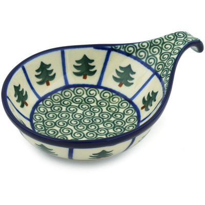 Polish Pottery Condiment Dish 7&quot; Perky Pine