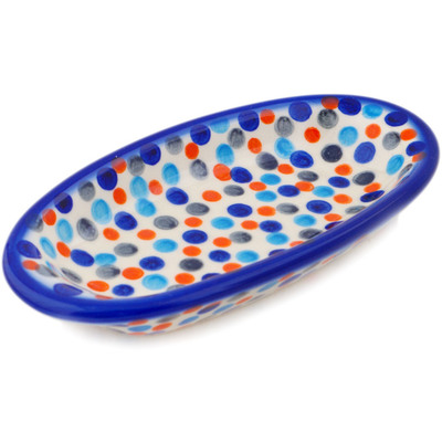 Polish Pottery Condiment Dish 7&quot; Polka Dot Frenzy