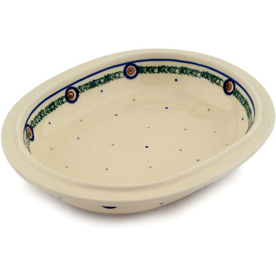 Polish Pottery Condiment Dish 7&quot; Polka Dot Sprinkle