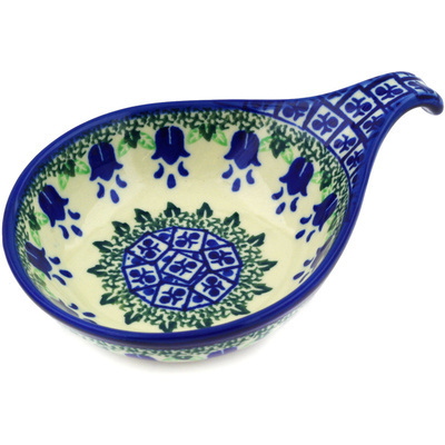 Polish Pottery Condiment Dish 7&quot; Texas Bluebell