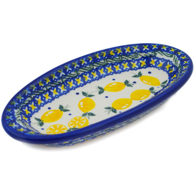 Polish Pottery Condiment Dish 7&quot; When Life Gives You Lemons