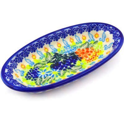 Polish Pottery Condiment Dish 7&quot; Wild Garden UNIKAT