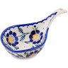 Polish Pottery Condiment Dish 8&quot; Orange And Blue Flower