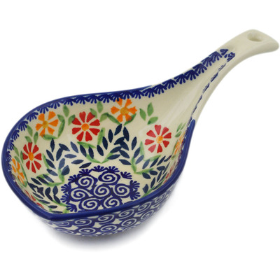 Polish Pottery Condiment Dish 8&quot; Wave Of Flowers