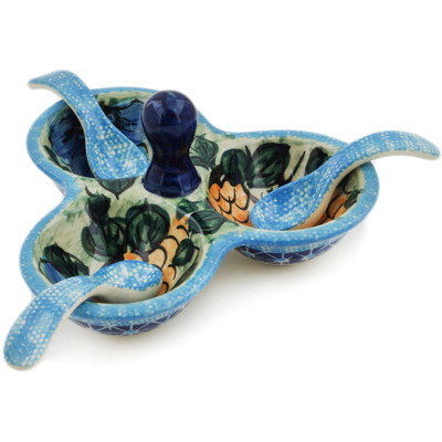 Polish Pottery Condiment Dish Small Corn In The Blue UNIKAT