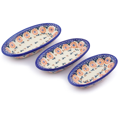 Polish Pottery Condiment set of 3 nesting dishes: 7&frac14;-inch, 6&frac12;-inch, 5&frac34;-inch Amarillo