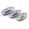 Polish Pottery Condiment set of 3 nesting dishes: 7&frac14;-inch, 6&frac12;-inch, 5&frac34;-inch Peacock Pines