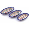Polish Pottery Condiment set of 3 nesting dishes: 7&frac14;-inch, 6&frac12;-inch, 5&frac34;-inch Red Cornflower