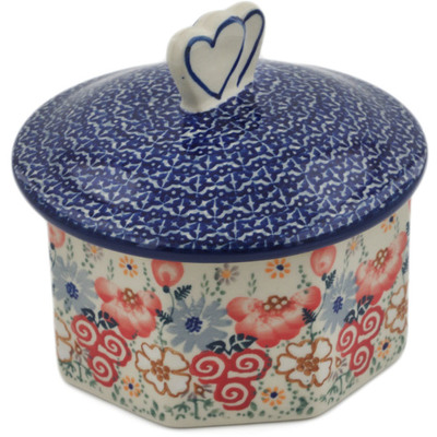 Polish Pottery Cookie Jar 6&quot; Blossom Finest UNIKAT
