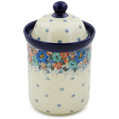 Polish Pottery Cookie Jar 8&quot; Autumn Bunch UNIKAT