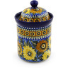 Polish Pottery Cookie Jar 8&quot; Autumn Chrysanthemums UNIKAT