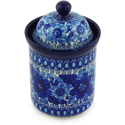 Polish Pottery Cookie Jar 8&quot; Bleu Boquet UNIKAT