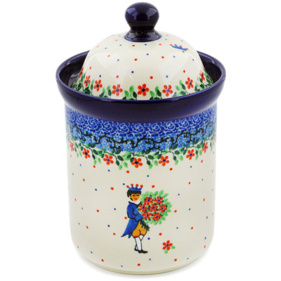 Polish Pottery Cookie Jar 8&quot; Charming Prince UNIKAT
