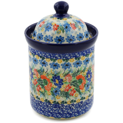 Polish Pottery Cookie Jar 8&quot; Dream Bouquet UNIKAT