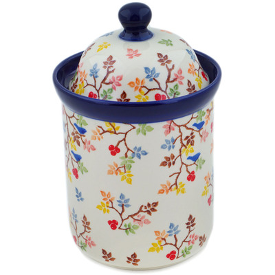 Polish Pottery Cookie Jar 8&quot; Fall Branches UNIKAT