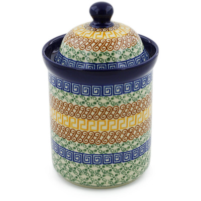 Polish Pottery Cookie Jar 8&quot; Grecian Sea