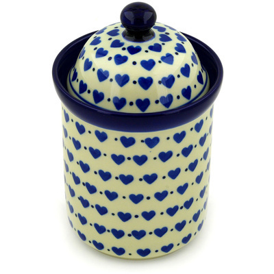 Polish Pottery Cookie Jar 8&quot; Hearts Delight