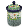 Polish Pottery Cookie Jar 8&quot; Hidden Pansy UNIKAT