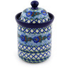 Polish Pottery Cookie Jar 8&quot; Latice Daisy UNIKAT