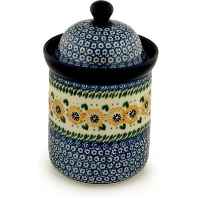 Polish Pottery Cookie Jar 8&quot; Marigold Morning