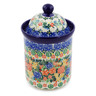 Polish Pottery Cookie Jar 8&quot; Red Bouquet UNIKAT