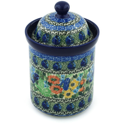 Polish Pottery Cookie Jar 8&quot; Spring Garden UNIKAT