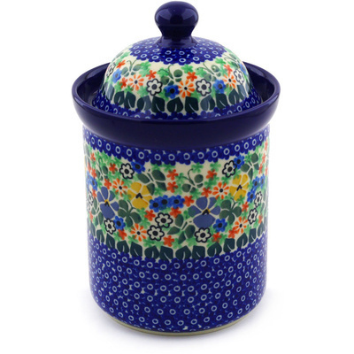 Polish Pottery Cookie Jar 8&quot; Spring Garden UNIKAT