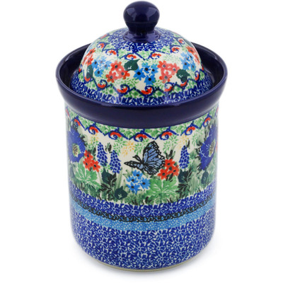 Polish Pottery Cookie Jar 8&quot; Summer Landscape UNIKAT