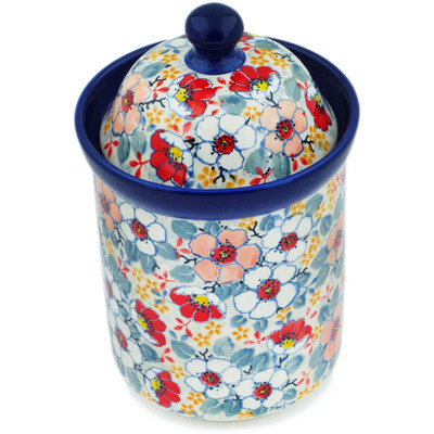 Polish Pottery Cookie Jar 8&quot; Sweet Floral Bliss UNIKAT