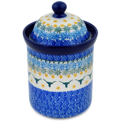 Polish Pottery Cookie Jar 8&quot; Texas State