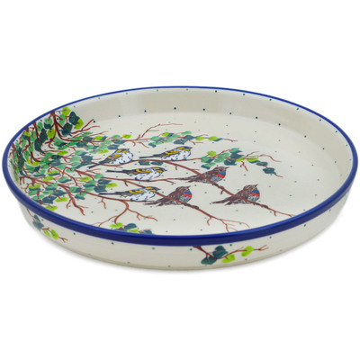Polish Pottery Cookie Platter 10&quot; Birds Of A Feather UNIKAT