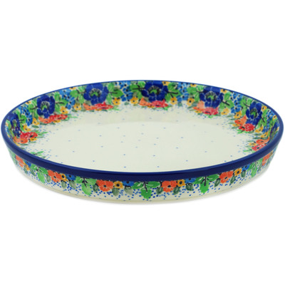 Polish Pottery Cookie Platter 10&quot; Blooming Spring UNIKAT