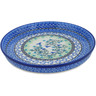 Polish Pottery Cookie Platter 10&quot; Blue Bird Flying UNIKAT