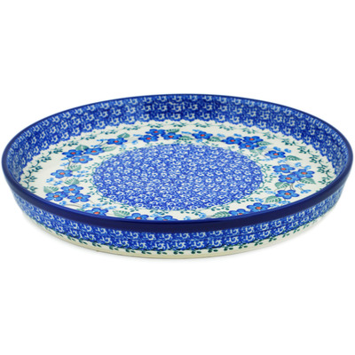 Polish Pottery Cookie Platter 10&quot; Blue Blossom