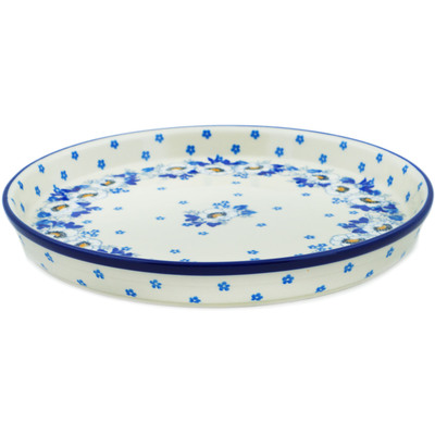 Polish Pottery Cookie Platter 10&quot; Blue Spring