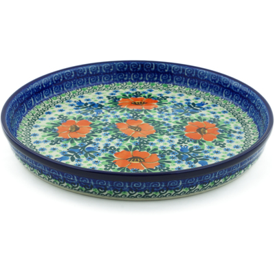 Polish Pottery Cookie Platter 10&quot; Bluebells And Lace UNIKAT