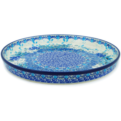 Polish Pottery Cookie Platter 10&quot; Dragonfly Blues UNIKAT