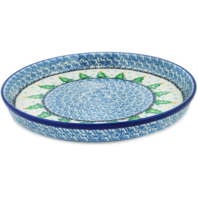 Polish Pottery Cookie Platter 10&quot; Ethereal Evergreen