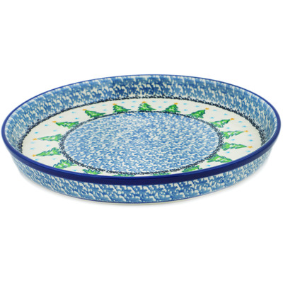 Polish Pottery Cookie Platter 10&quot; Ethereal Evergreen