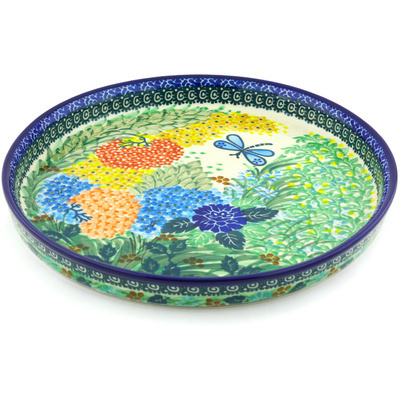 Polish Pottery Cookie Platter 10&quot; Garden Delight UNIKAT