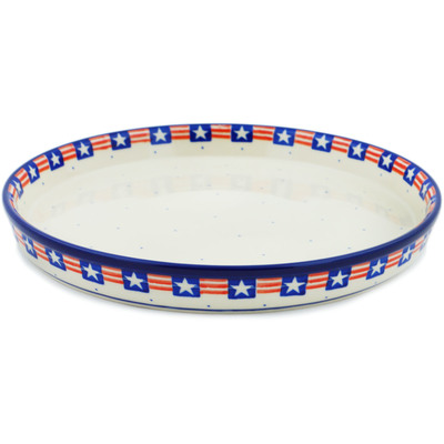 Polish Pottery Cookie Platter 10&quot; Grand Old Flag