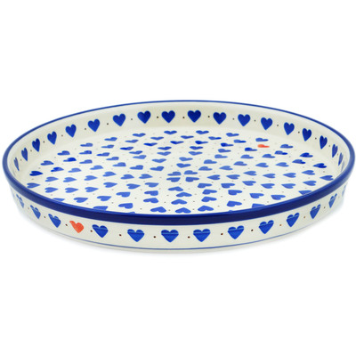 Polish Pottery Cookie Platter 10&quot; Heart Of Hearts