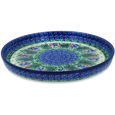 Polish Pottery Cookie Platter 10&quot; Lakeside Blooms UNIKAT