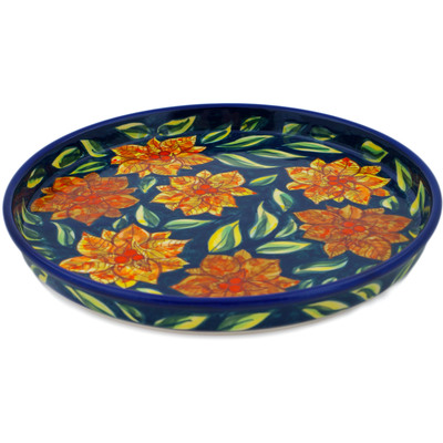 Polish Pottery Cookie Platter 10&quot; Midnight Splendor UNIKAT