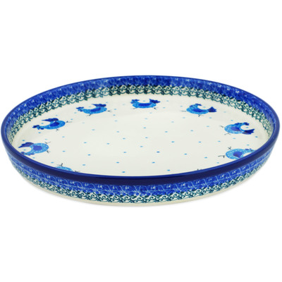 Polish Pottery Cookie Platter 10&quot; Run Chicken Run