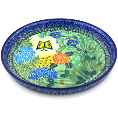 Polish Pottery Cookie Platter 10&quot; Spring Garden UNIKAT