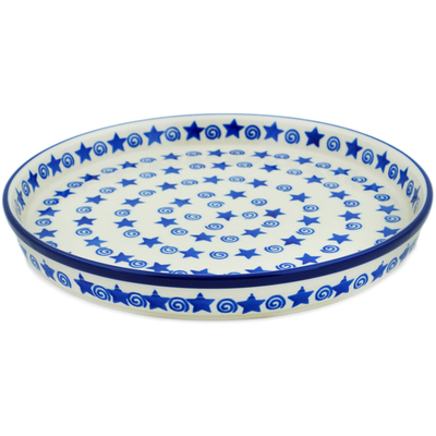 Polish Pottery Cookie Platter 10&quot; Stars And Fireworks