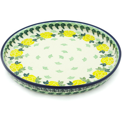 Polish Pottery Cookie Platter 10&quot; Yellow Rose