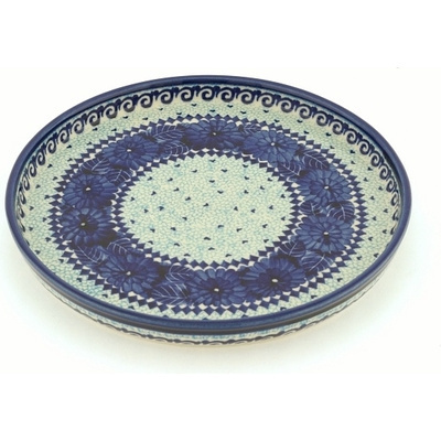 Polish Pottery Cookie Platter 9&quot; Azure Sea UNIKAT